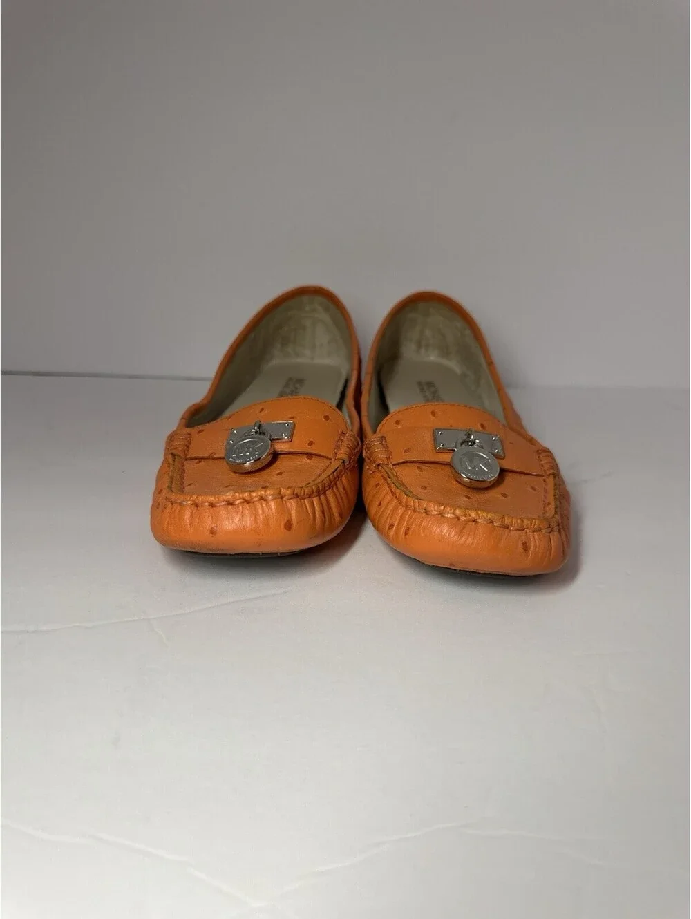 Michael Kors Casual Leather Flats Orange Croco pattern Loafers size 7.5 Shoes